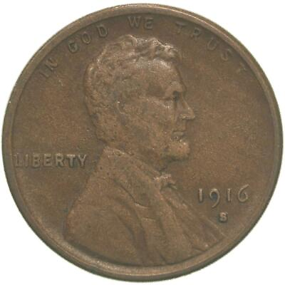 #ad 1916 S Lincoln Wheat Penny G VG $3.30