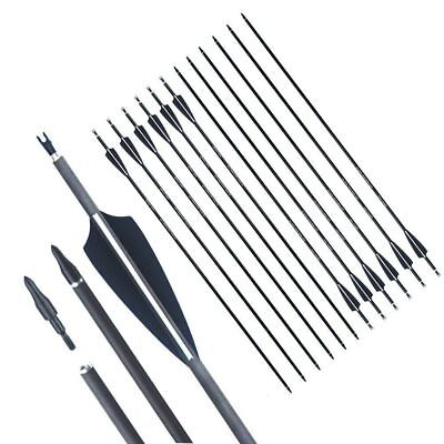 Spine 300 400 Pure Carbon Arrow ID 6.2mm Archery for Compound Bow Longbow $38.67