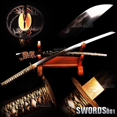 #ad Damascus Folded Steel Full Tang Japanese Samurai Katana Clay Tempered Blade $263.15