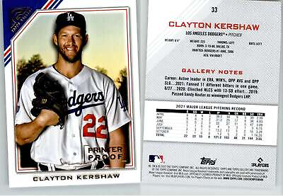 #ad Clayton Kershaw 2022 Topps Gallery Printer Proof #33 Dodgers $1.79