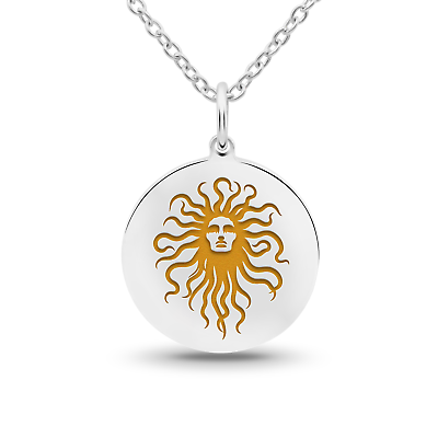 #ad Tokemoti 925 Sterling Silver Medusa Greek Amber Yellow Enamel Pendant Necklace $24.95