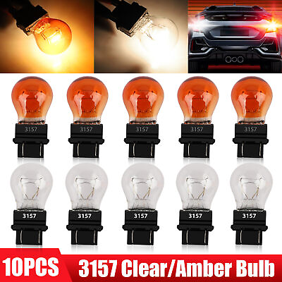#ad 10pcs 3157 Super Bright Clear amp; Amber Turn Signal Parking DRL Light Bulbs Lamp AU $14.12