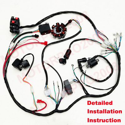 Complete Electrics Wiring Harness Kit For 150 200 250CC ATV Kawasaki CDI Stator $62.39