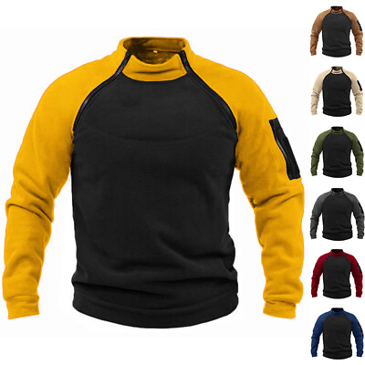#ad Mens Fleece Sweatshirt Tactical Military Army Combat T Shirt Tops Jumper Coat $38.49