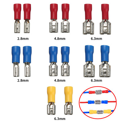 #ad 100 50pcs Femaleamp;Male Spade Insulated Connector Crimp Electrical Wire Terminal $7.99