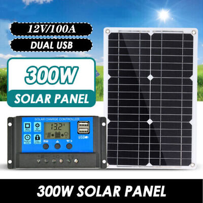 #ad 300W Dual USB Monocrystalline Solar Panel Kit 12V Battery Charger Caravan Boat $43.85
