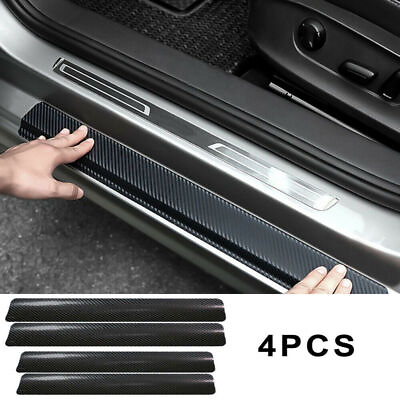 #ad 4x Carbon Fiber Car Door Plate Sill Scuff Cover Anti Scratch Sticker Accessories $2.99