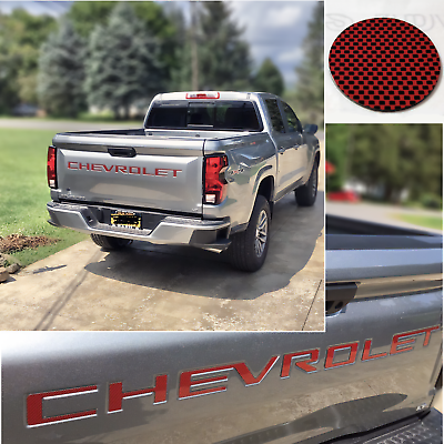 #ad Red Carbon Raised Plastic Tailgate Letters Inserts NEW CHEVY COLORADO 2023 $29.99