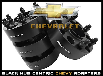 #ad 4 CHEVY 6x5.5 BLACK HUB CENTRIC 2quot; THICK WHEEL SPACERS ADAPTERS 78.1 HUB BORE $128.00