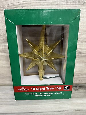 #ad Kurt Adler UL 10 Light Gold Bethlehem Star Treetop Golden $30.00