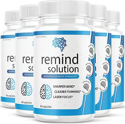 #ad Remind Solution Memory Advanced Cognitive Brain Health Function 300 Cap 5 Pack $99.95