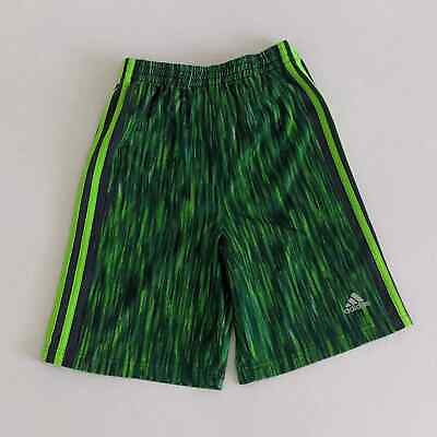 #ad Adidas Boys Size 7X Green Athletic Shorts Mesh 3 Stripe $13.00