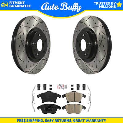#ad #ad Front Drilled Slot Brake Rotor Integrally Molded Pad Kit For Ford Fusion Lincoln $185.95