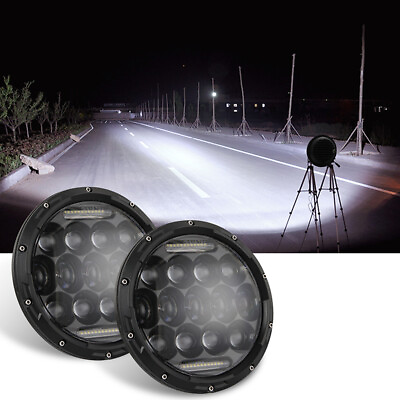 #ad 7 Inch Round Black LED Headlights Hi Lo Beam Bulb for Jeep Wrangler JK TJ CJ LJ $24.17