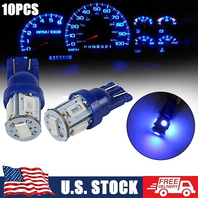 #ad 10x T10 Blue LED Wedge Gauge Cluster Lamp Car Lights Bulbs 194 147 168 For Honda $9.99