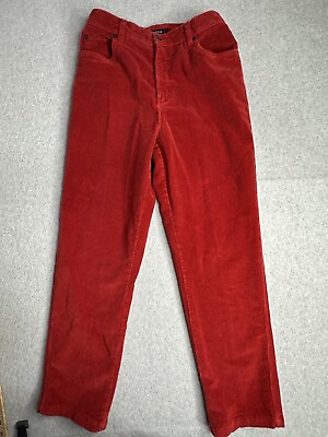 #ad Bill Blass Jeans Womens 6P 28x27 Red Denim Corduroy Straight Leg Stretch Ladies $10.00