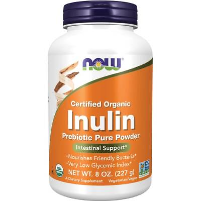 #ad NOW Foods Certified Organic Inulin Prebiotic Pure Powder 3.3 g 8 oz Pwdr $12.14