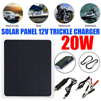 #ad Solar Panel Battery Trickle Charger Kit Maintainer w Cigarette lighter Car RV $13.99