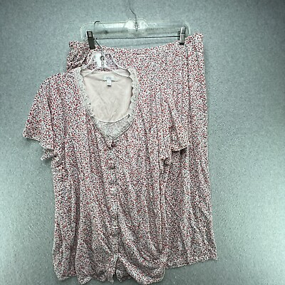 #ad Secret Treasures Womens Size 2x Soft Polyester Blend Pink Floral Pajama Set $18.00