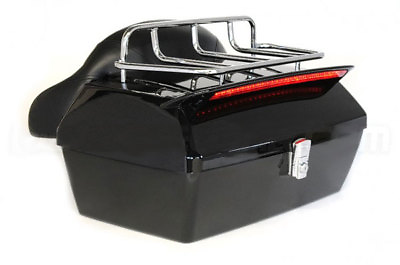 Black Motorcycle Trunk Tail Bag Luggage Case Top Rack For Honda Harley Kawasaki $89.53
