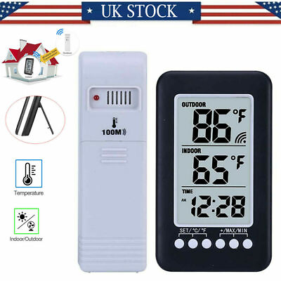 #ad Digital Thermometer Clock Temperature Wireless Transmitter Meter Indoor Outdoor $10.60