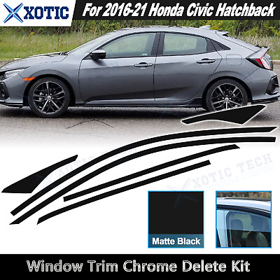 #ad #ad For 2016 21 Honda Civic Hatchback Chrome Delete Blackout Window Trim Matte Black $22.32
