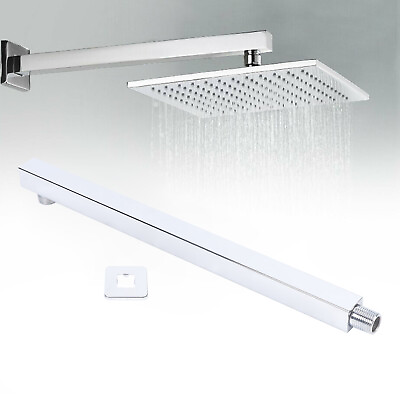 #ad 16 Inch Stainless Steel Square Rainfall Shower Head Extension Arm Wall Mounted $8.82