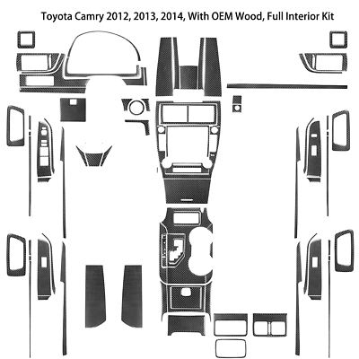 #ad 88Pcs Carbon Fiber Full Interior Kit Cover Trim For Toyota Camry 2012 2014 $303.24