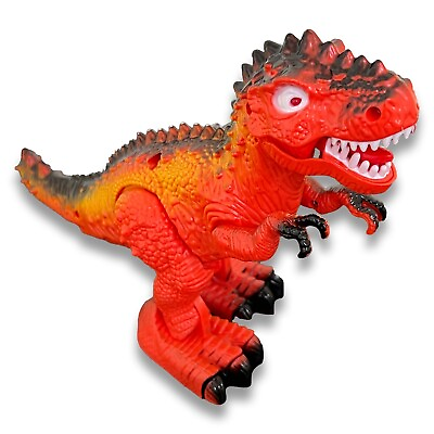 #ad T Rex Dinosaur Toy with Walking Action Light Up Eyes and Realistic Sounds Orange $15.99