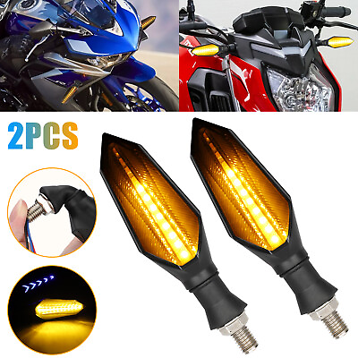 #ad 2PCS Motorcycle LED Turn Signals Lamp Sequential Flowing Indicator Lights Amber $9.98