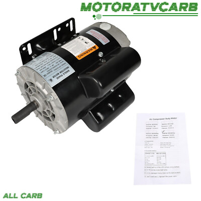 #ad ALL CARB Electric Motor 3HP 3450RPM Compressor Duty 56 Frame 1Phase 115 230Volts $123.74