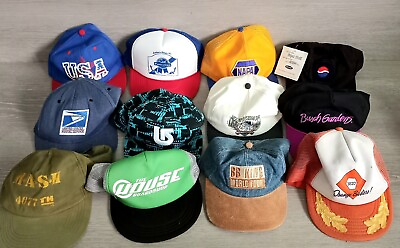 Lot Of 12 Vintage Snapback Hats Variety Trucker Travel Mash Napa Rushmore $29.99