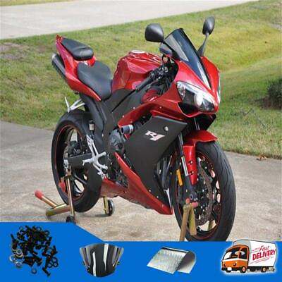 #ad Injection Fairing Fit for Yamaha 2007 2008 YZF R1 Glossy Red Black Plastic h02a $419.99