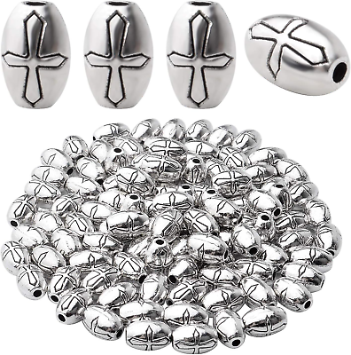 #ad 100Pcs 8Mm Antique Silver Spacer Bead Tibetan Beads Spacers Oval Spacers Jewelry $14.35