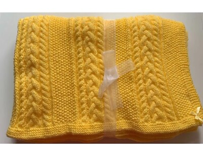 HandKnitted Heirloom Cot Blanket Made With Love For That Special Baby In DK GBP 55.00