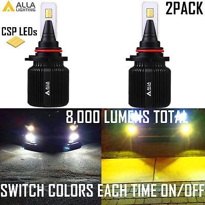 #ad Alla 9006 LED SwitchbackFog Light Bulb Headlight White YELLOW Bi Color Changing $49.98