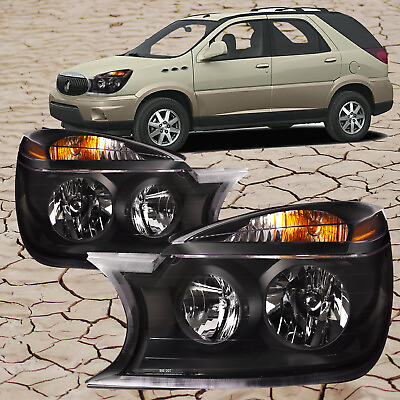 #ad Fits 2004 2005 Buick Rendezvous Headlights Pair Left Right w Black Housing $190.93