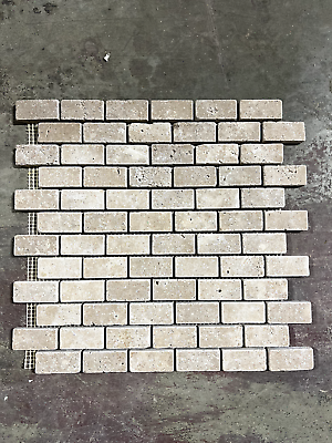 #ad 12x12 Classico Noce Travertine Mosaic Remodel Tile 260 Sheets 1 Crate T 36 $3596.00