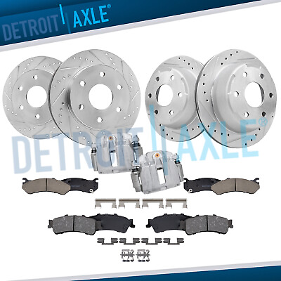 #ad Front amp; Rear Drilled Rotors Brake Pads Rear Calipers for Silverado Sierra 1500 $307.19