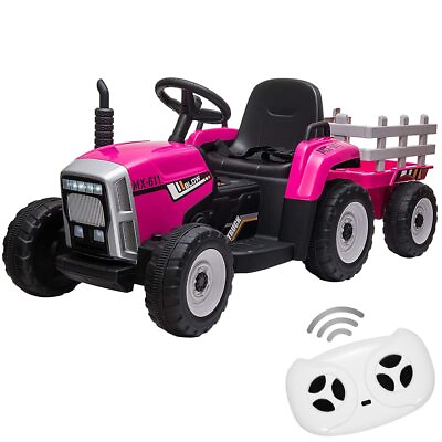#ad #ad 12V 35W Ride on Car for Kids Tractor Trailer ToysRemote ControlMusic Rose $156.00