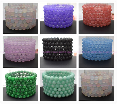 #ad Wholesale Lots 6 Pcs 6 8 10 12mm Natural Gemstone Crystal Stretch Bracelet 7.5” $10.67