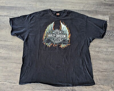 #ad Harley Davidson Motorcycles Caliente San Antonio Texas 2x Sided Tshirt Sz 3XL $14.41