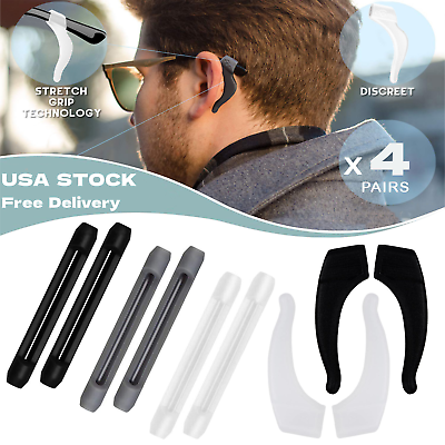 #ad 4 Pair Anti Slip Glasses Ear Hooks Tip Eyeglasses Grip Temple Holder Silicone US $3.55