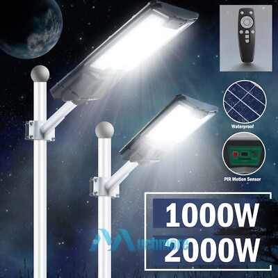 #ad 9900000000LM 2000W Commercial LED Solar Street Light Dusk to Dawn Road LampPole $33.87
