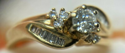 #ad 14KY 2 pc diamond wedding set sz 6.75 0.47ct t.w. $649.00