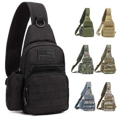 #ad Outdoor Tactical Sling Bag Military MOLLE Crossbody Pack Chest Shoulder Backpack $14.99