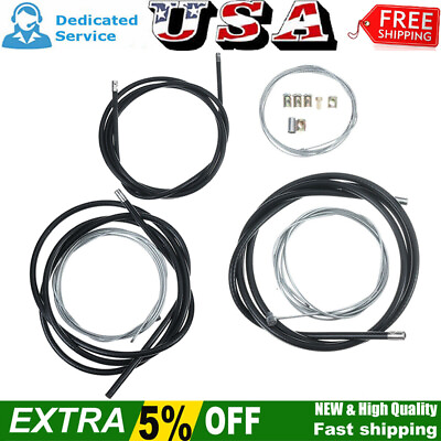 #ad Universal Black Motorcycle Cable Set Kit Clutch Brake Throttle Harness Wires $19.89