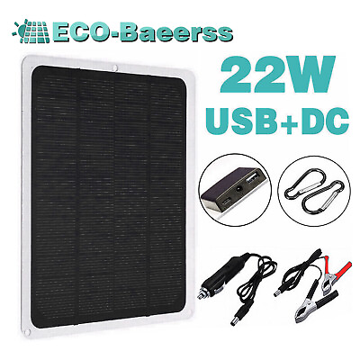 #ad 22W Solar Panel 12V Trickle Charger Battery Charger Kit Maintainer Boat Car RV $13.64