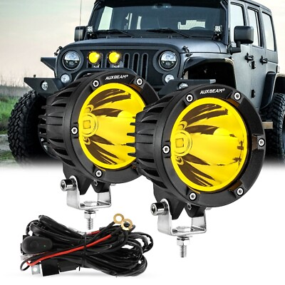#ad 2x AUXBEAM 4inch 72W LED Work Light Amber Spot Driving Fog Lamp for Jeep Offroad $81.99
