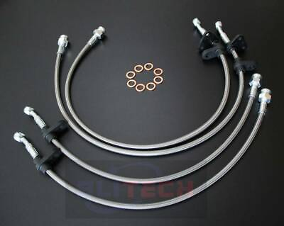 #ad #ad 4PCS STAINLESS STEEL Front amp; Rear BRAKE LINE FIT HONDA 92 95 CIVIC EG SI DEL SOL $44.91